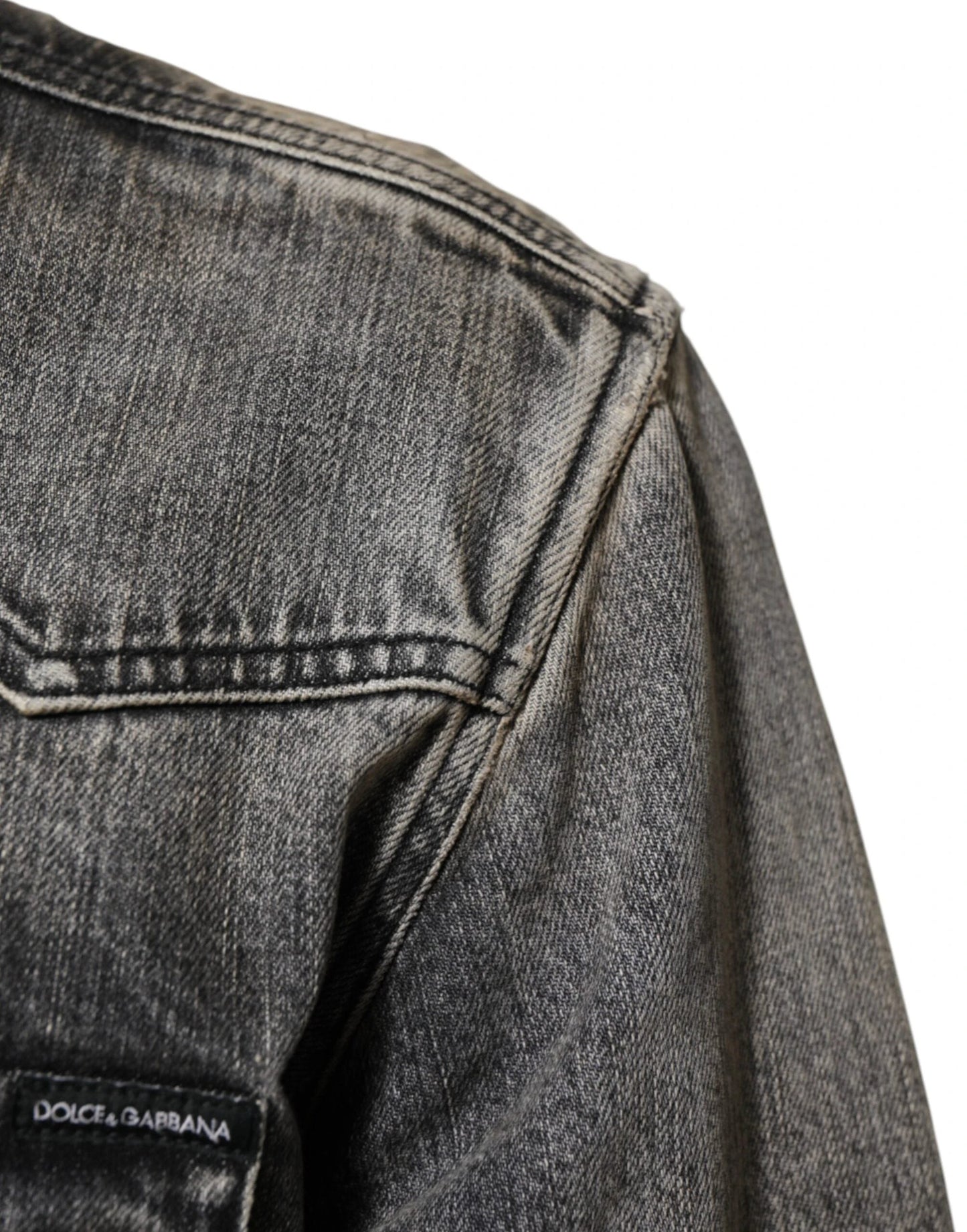 Dolce & Gabbana Black Washed Cotton Snap Long Sleeve Casual Shirt by Dolce & Gabbana