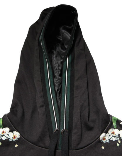 Dolce & Gabbana KING Black Orchid Floral Crown Logo Hoodie Sweater by Dolce & Gabbana