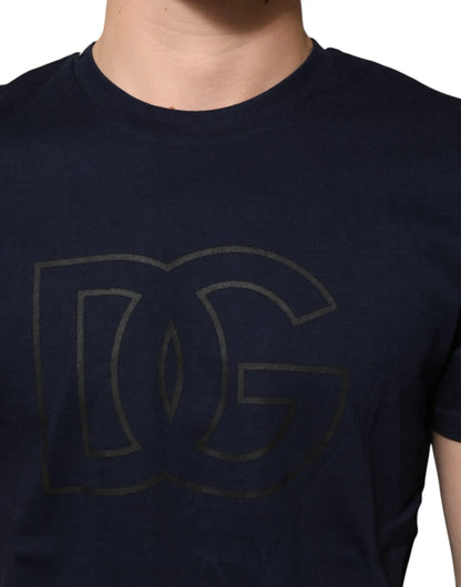 Dolce & Gabbana Dark Blue Cotton DG Logo Print Men’s Top T-shirt by Dolce & Gabbana