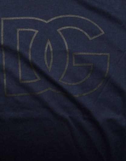 Dolce & Gabbana Dark Blue Cotton DG Logo Print Men’s Top T-shirt by Dolce & Gabbana