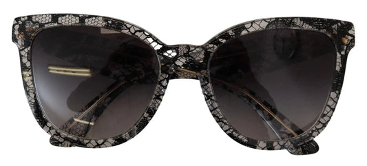 Dolce & Gabbana DG4190 Black Lace Acetate Crystal Round Sunglasses by Dolce & Gabbana