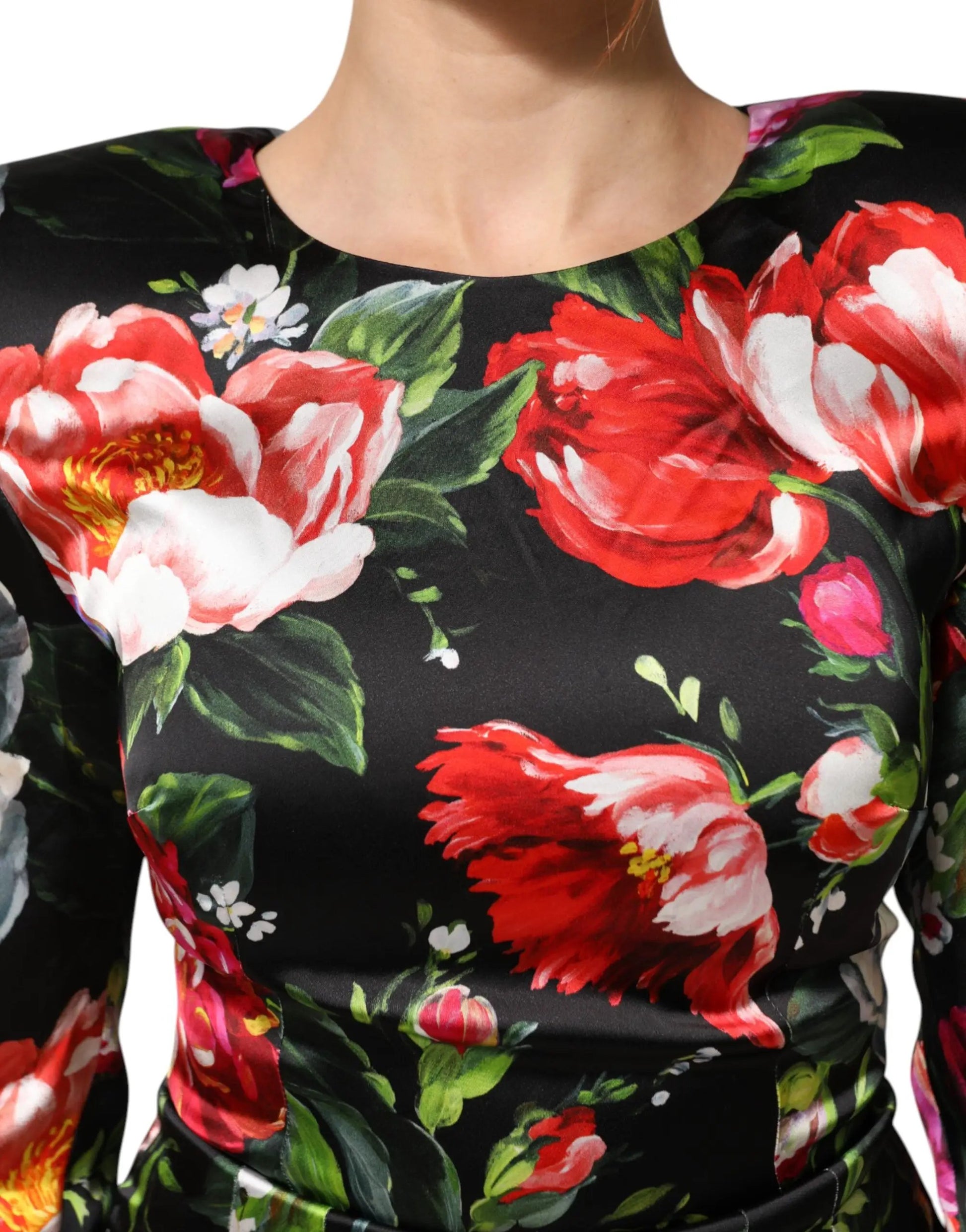 Dolce & Gabbana Black Floral Fiori Pittorici Mini Bodycon Dress by Dolce & Gabbana