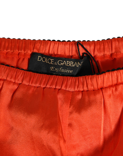 Dolce & Gabbana Red Silk Satin Lace Shorts Underwear