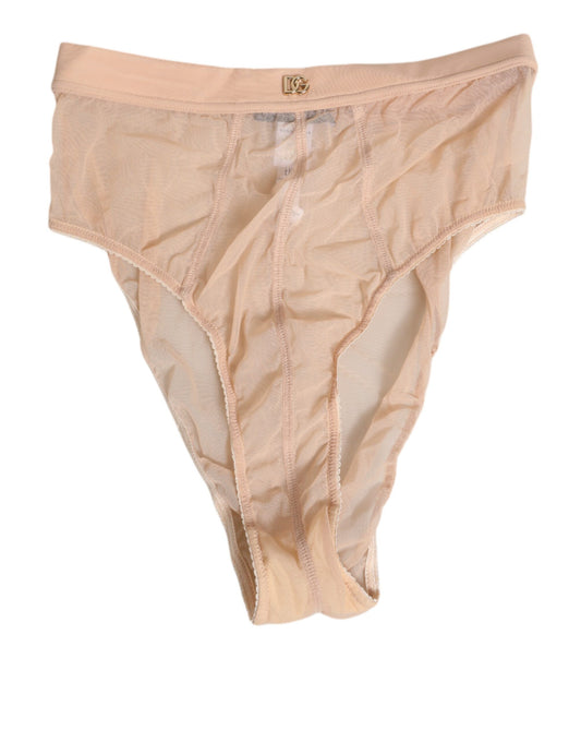 Culotte taille haute Dolce & Gabbana en résille de polyamide beige – BIK1437