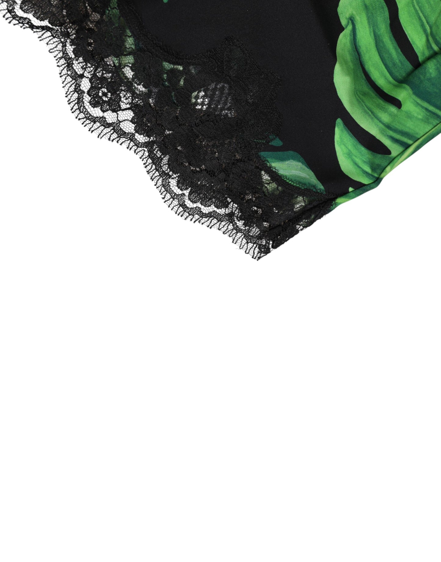 Dolce & Gabbana Black Green Tropical Print Lace Underwear