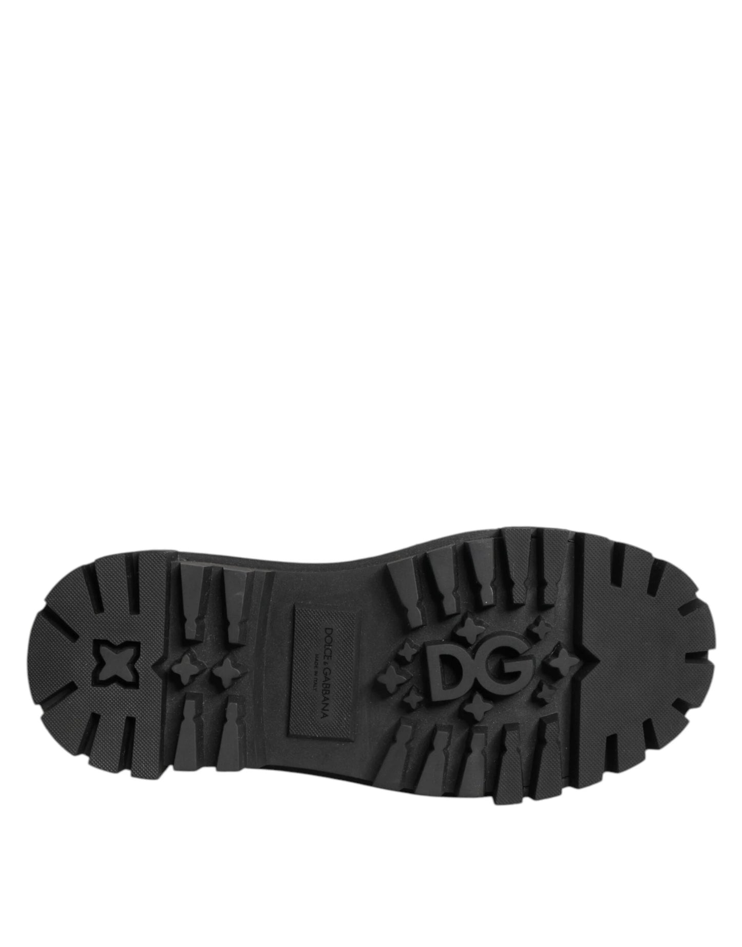 Dolce & Gabbana Black Leather Jeweled Crystals Derby Shoes by Dolce & Gabbana