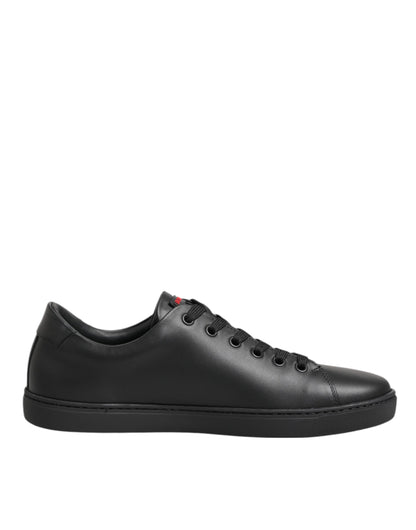 Baskets Dolce & Gabbana femme cœur en cristaux en cuir noir – LA12922