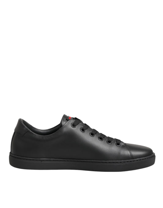 Baskets Dolce & Gabbana femme cœur en cristaux en cuir noir – LA12922