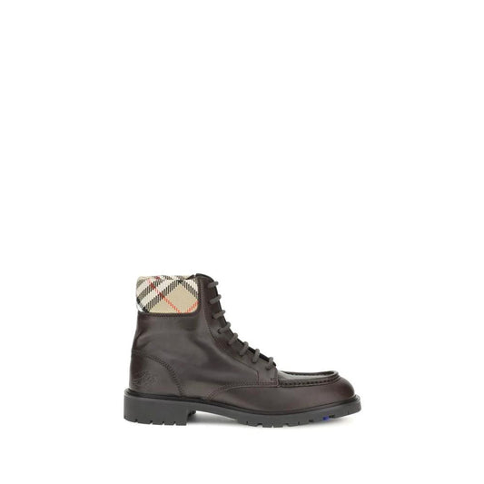 Burberry Brown Calf Leather Bos Taurus Lace-Up Boots by Burberry