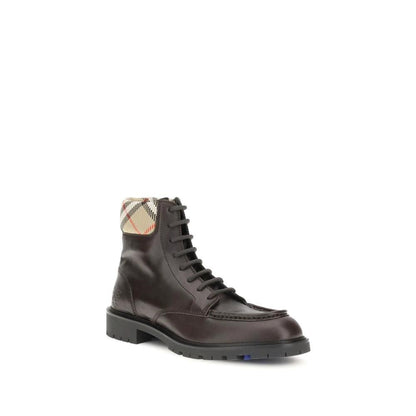 Burberry Brown Calf Leather Bos Taurus Lace-Up Boots by Burberry