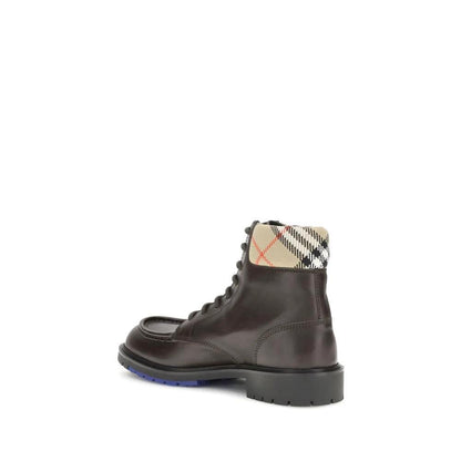 Burberry Brown Calf Leather Bos Taurus Lace-Up Boots by Burberry