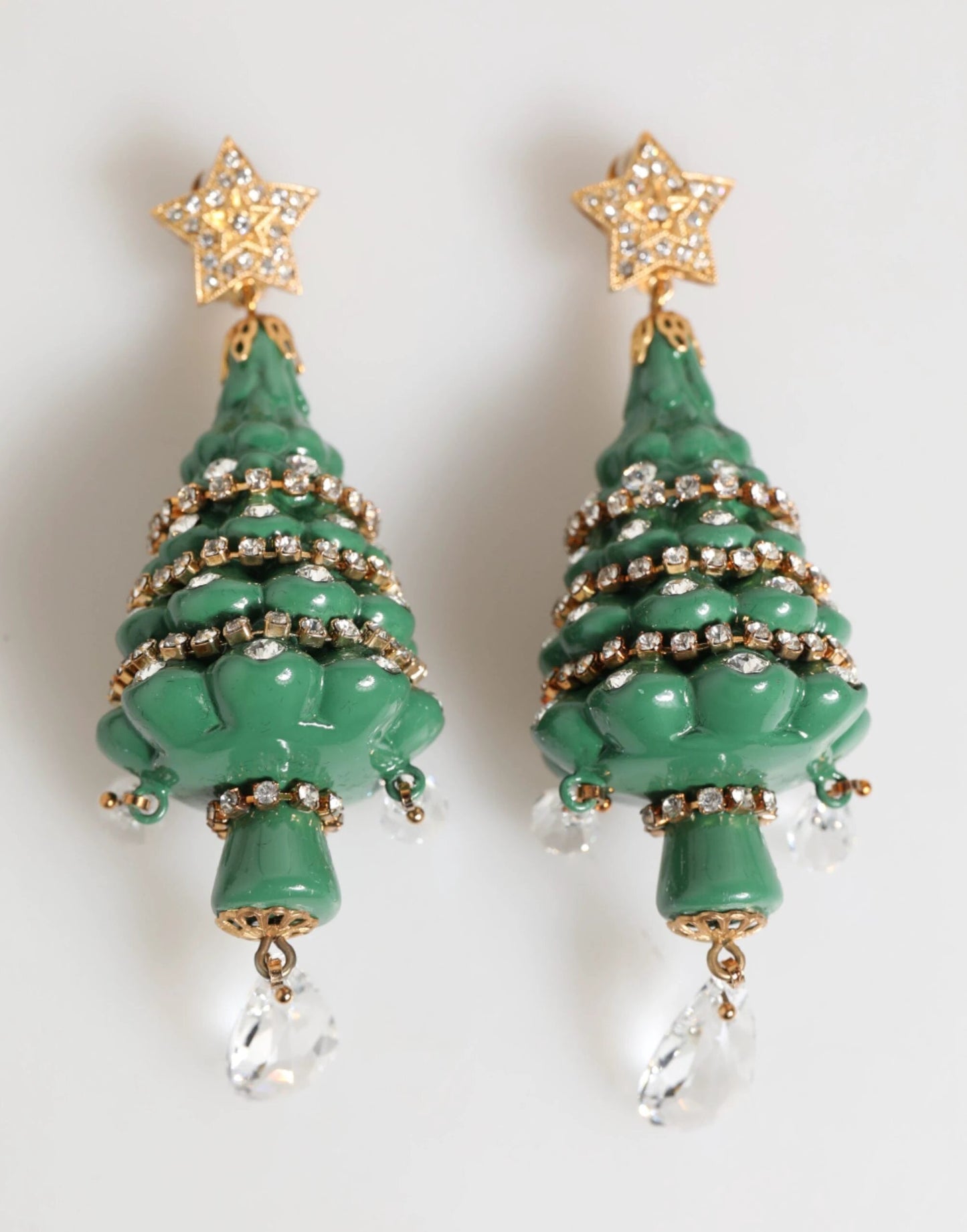 Dolce & Gabbana Gold Brass Multicolour Christmas Tree Earrings