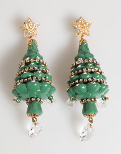 Boucles d’oreilles clip Dolce & Gabbana sapin de Noël en laiton doré multicolore – SMY11004