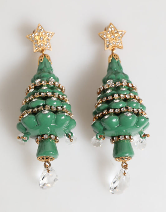 Boucles d’oreilles clip Dolce & Gabbana sapin de Noël en laiton doré multicolore – SMY11004