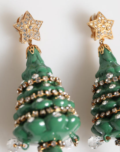 Boucles d’oreilles clip Dolce & Gabbana sapin de Noël en laiton doré multicolore – SMY11004