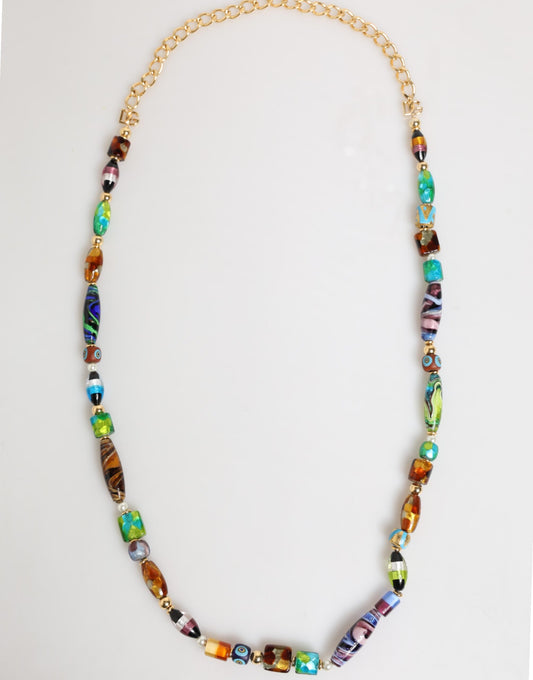 Collier Dolce & Gabbana femme à perles de verre en laiton multicolore – SMY10663