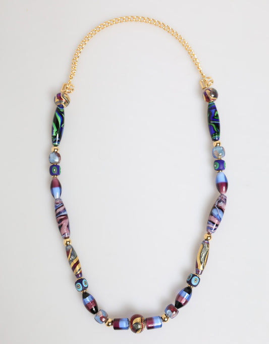 Collier Dolce & Gabbana à perles de verre et chaîne en laiton doré multicolore – SMY10664