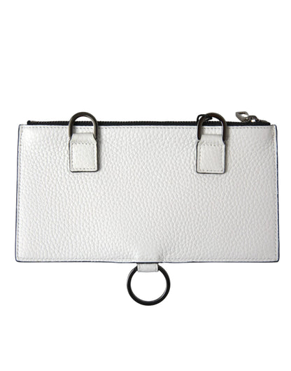 Dolce & Gabbana White Calfskin Leather Large Crossbody Card Holder Wallet