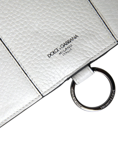 Dolce & Gabbana White Calfskin Leather Large Crossbody Card Holder Wallet