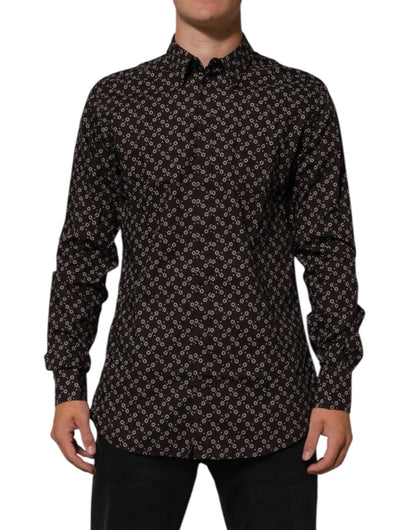 Dolce & Gabbana BrownFloral Collared GOLD Formal Dress Shirt by Dolce & Gabbana