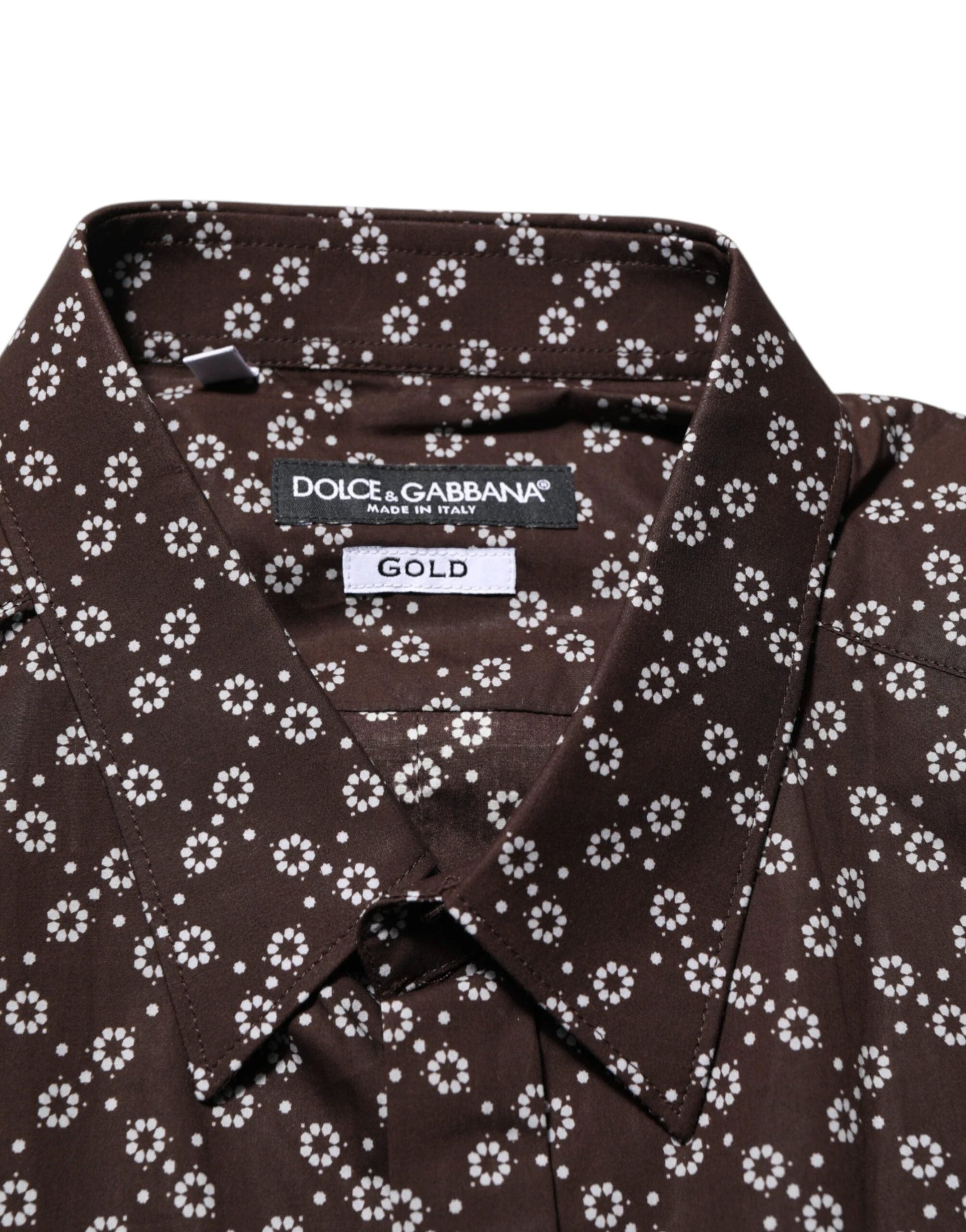Dolce & Gabbana BrownFloral Collared GOLD Formal Dress Shirt by Dolce & Gabbana