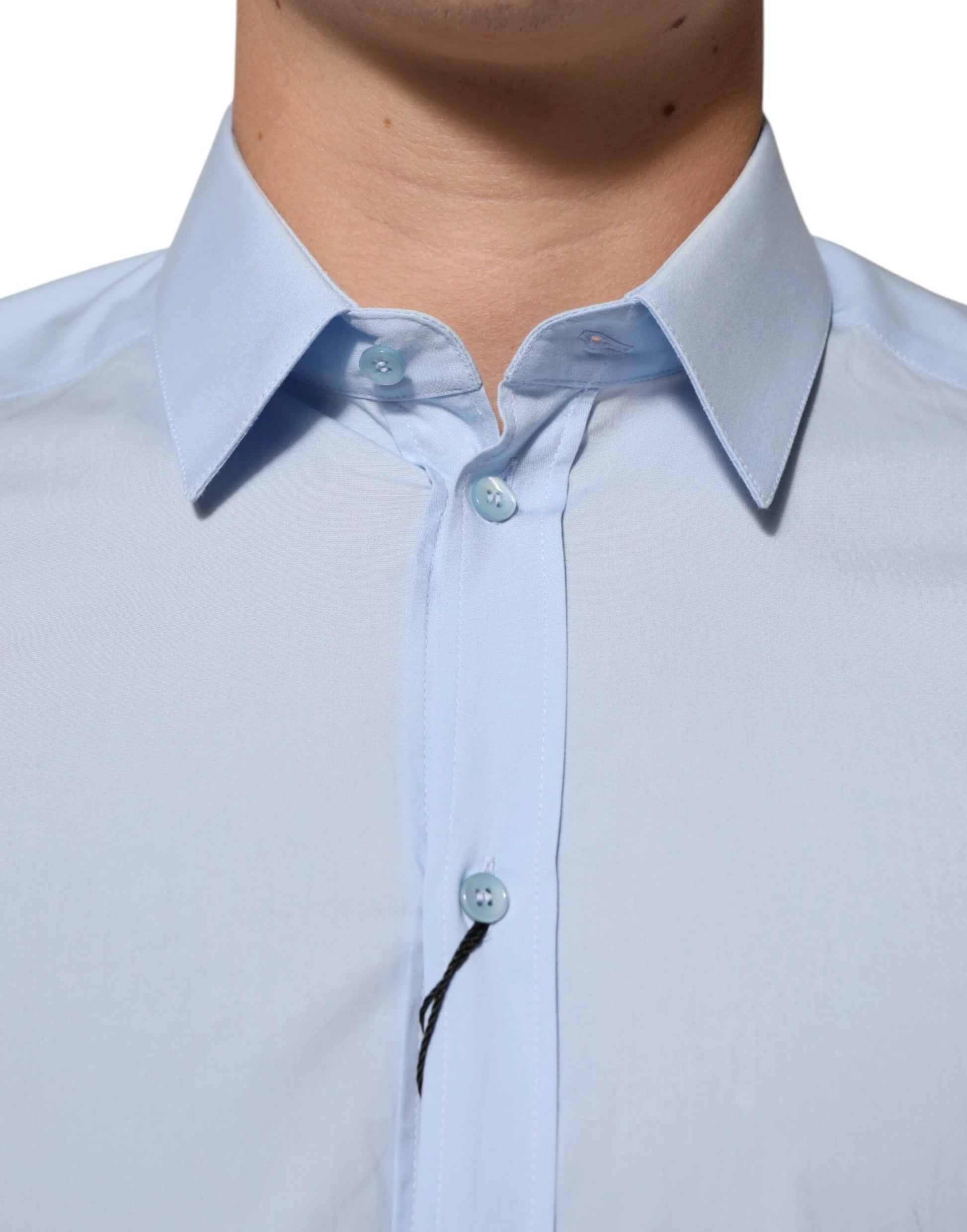 Dolce & Gabbana Light Blue Cotton GOLD Formal Men Dress Shirt by Dolce & Gabbana