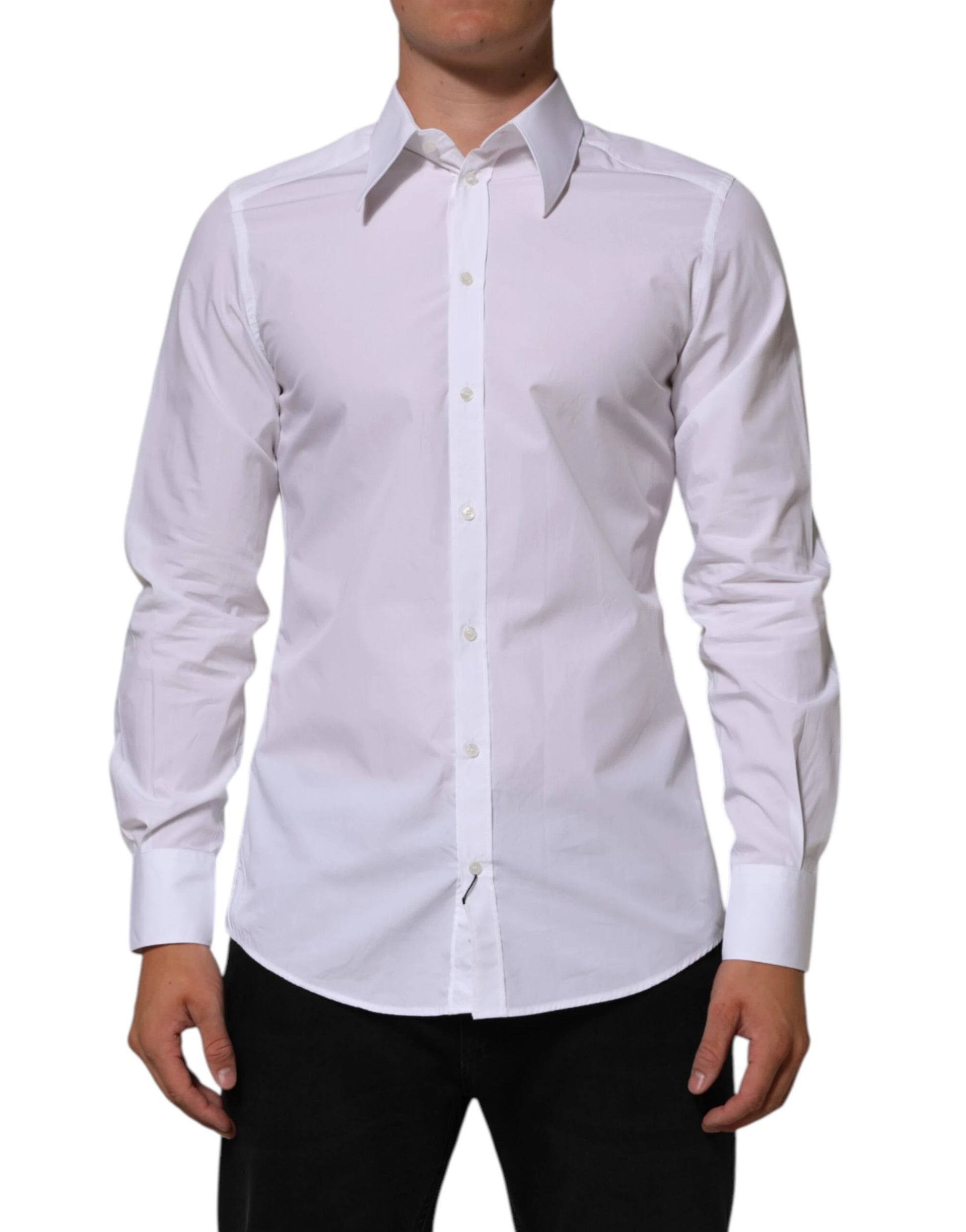 Dolce & Gabbana White Cotton MARTINI Men Formal Dress Shirt by Dolce & Gabbana