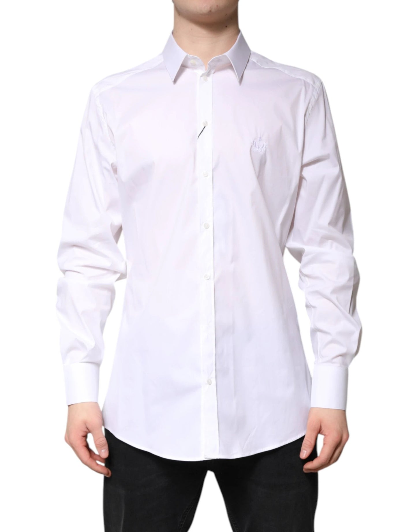 Dolce & Gabbana White Cotton Collared GOLD FormalDress Shirt by Dolce & Gabbana