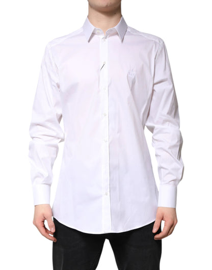 Dolce & Gabbana White Cotton Collared GOLD FormalDress Shirt by Dolce & Gabbana