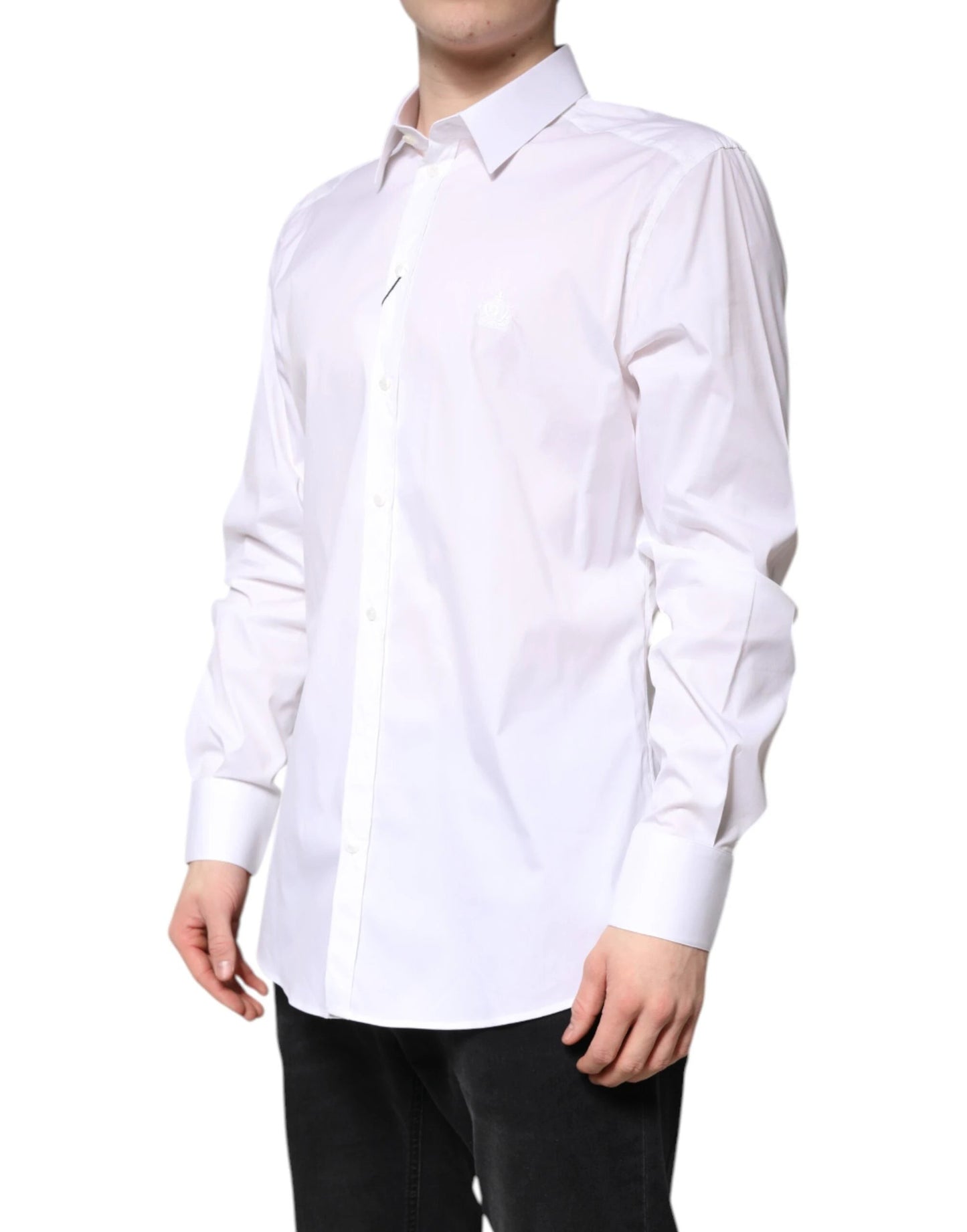Dolce & Gabbana White Cotton Collared GOLD FormalDress Shirt by Dolce & Gabbana