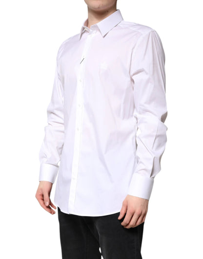 Dolce & Gabbana White Cotton Collared GOLD FormalDress Shirt by Dolce & Gabbana
