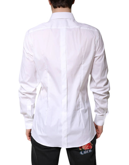Dolce & Gabbana White Cotton Collared GOLD FormalDress Shirt by Dolce & Gabbana