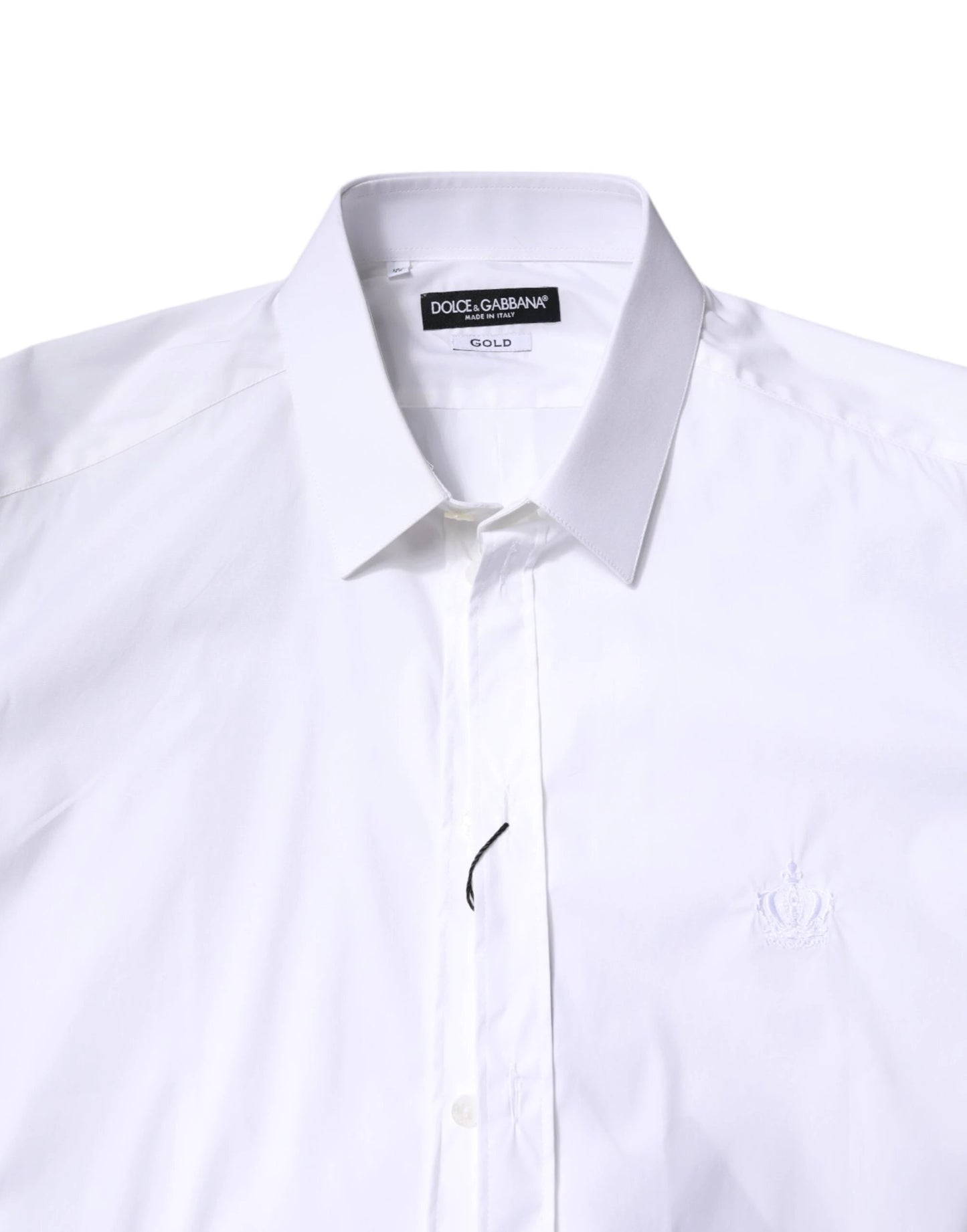Dolce & Gabbana White Cotton Collared GOLD FormalDress Shirt by Dolce & Gabbana