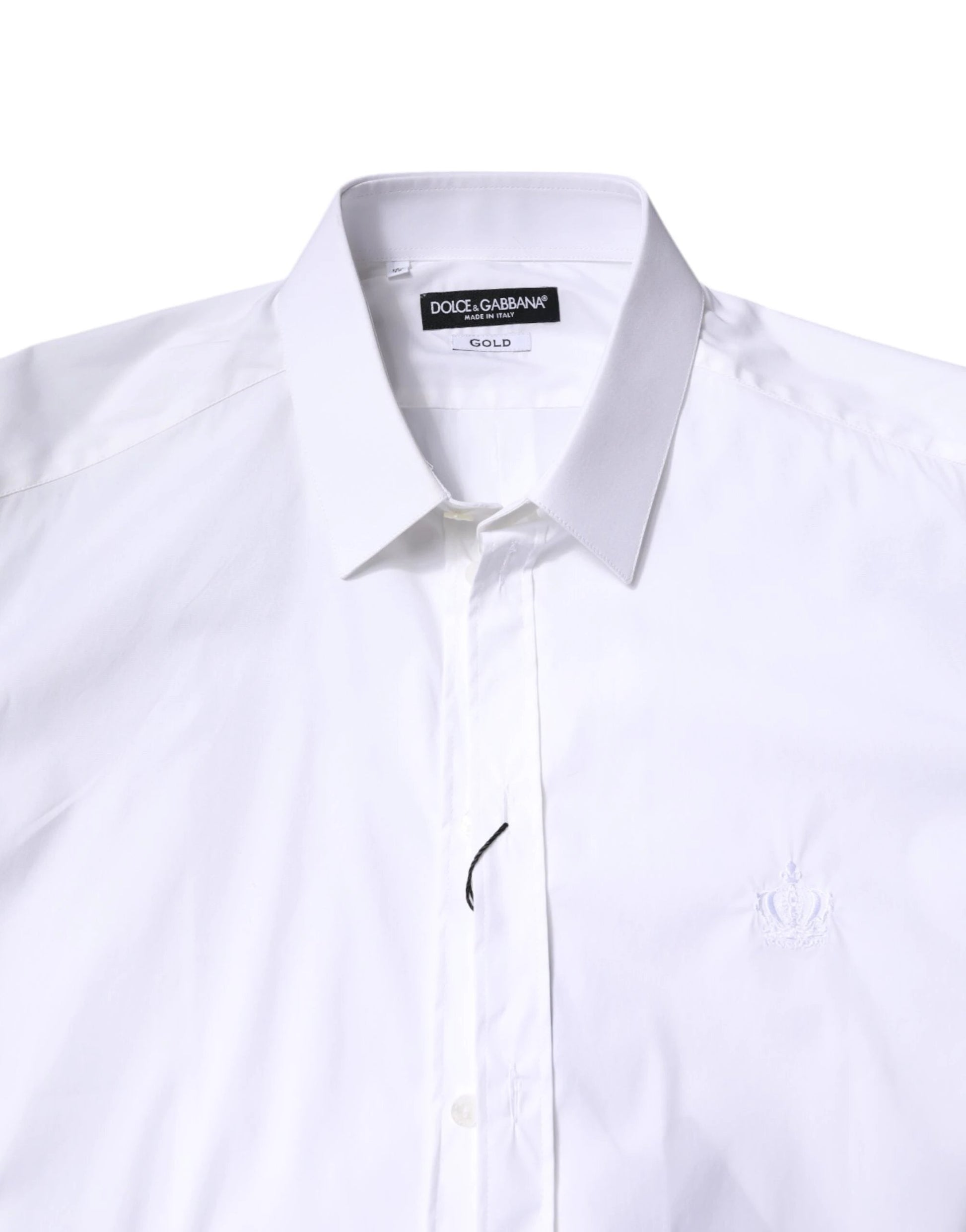 Dolce & Gabbana White Cotton Collared GOLD FormalDress Shirt by Dolce & Gabbana
