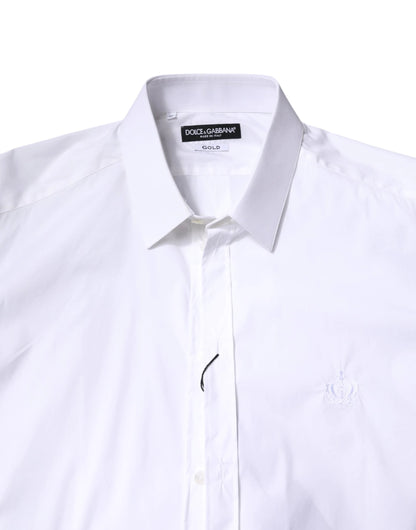 Dolce & Gabbana White Cotton Collared GOLD FormalDress Shirt by Dolce & Gabbana