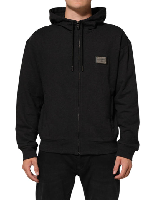 Sweat à capuche zippé Dolce & Gabbana à logo en coton noir – TSH91212