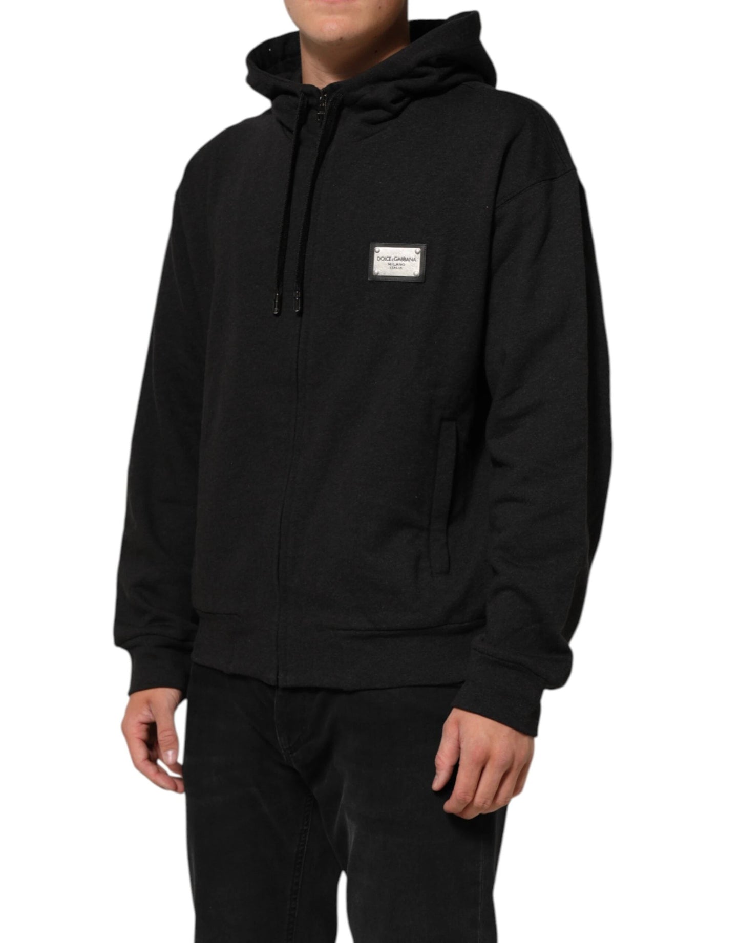 Dolce & Gabbana Black Logo FullZip Hooded Sweatshirt Sweater by Dolce & Gabbana
