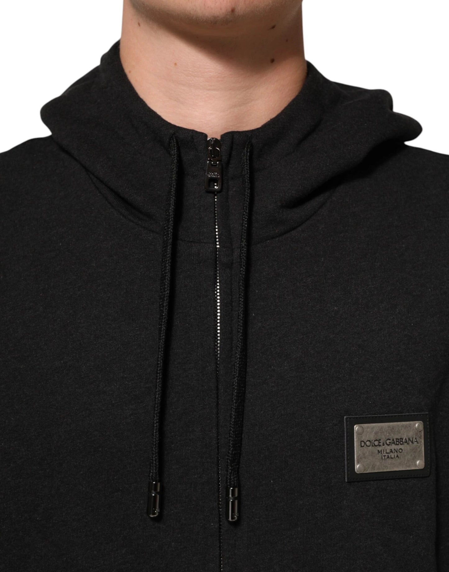 Dolce & Gabbana Black Logo FullZip Hooded Sweatshirt Sweater by Dolce & Gabbana