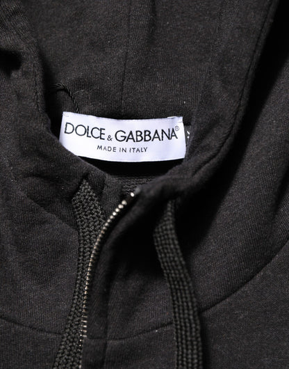 Dolce & Gabbana Black Logo FullZip Hooded Sweatshirt Sweater