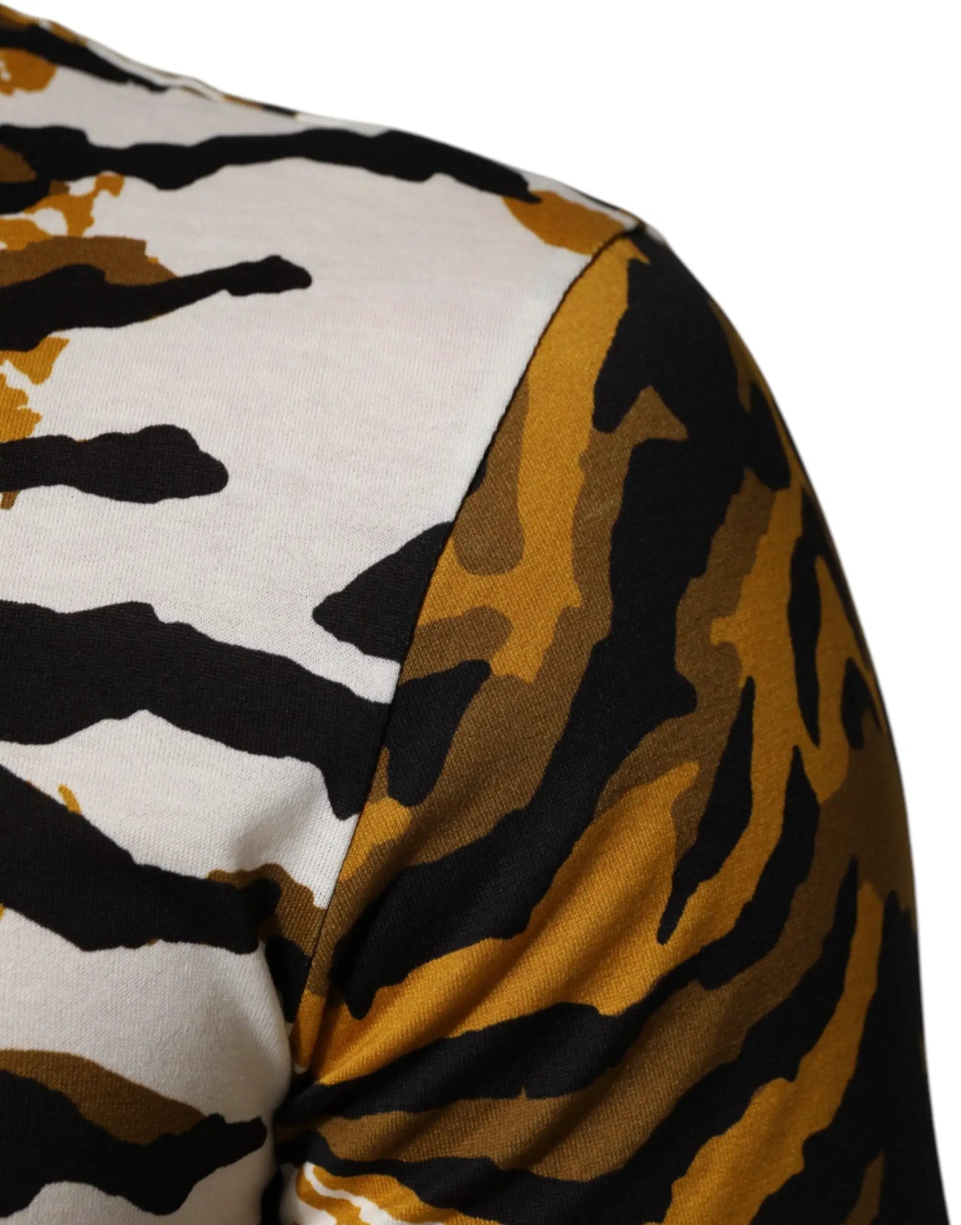 Dolce & Gabbana Multicolor Leopard Palm Leaf Men Crew Neck T-shirt by Dolce & Gabbana
