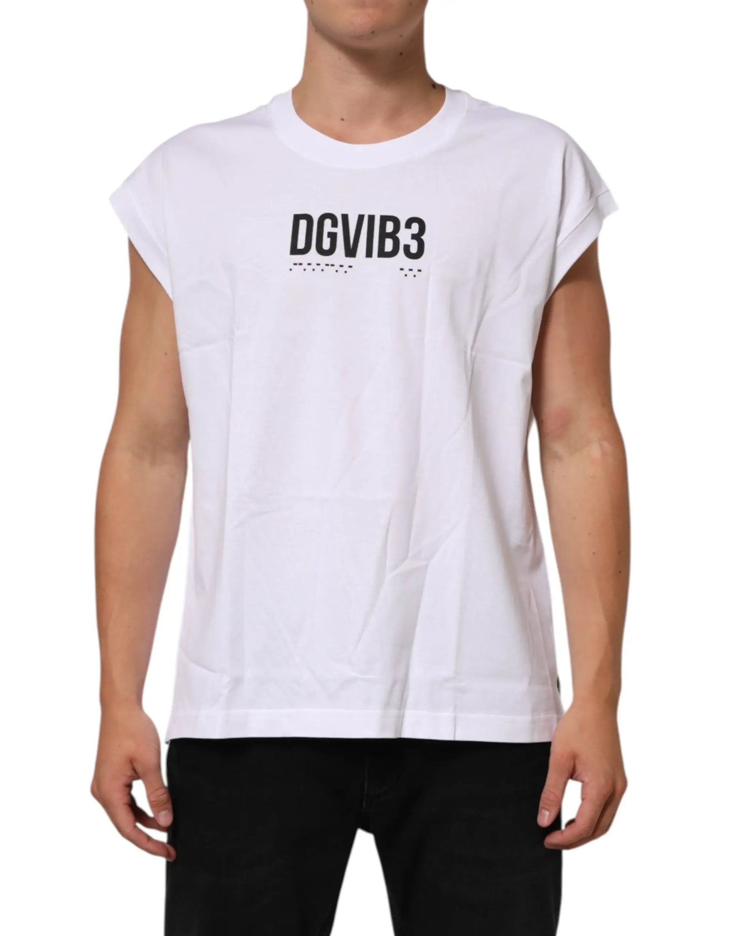 Dolce & Gabbana White Cotton Sleeveless Printed Tank T-shirt by Dolce & Gabbana
