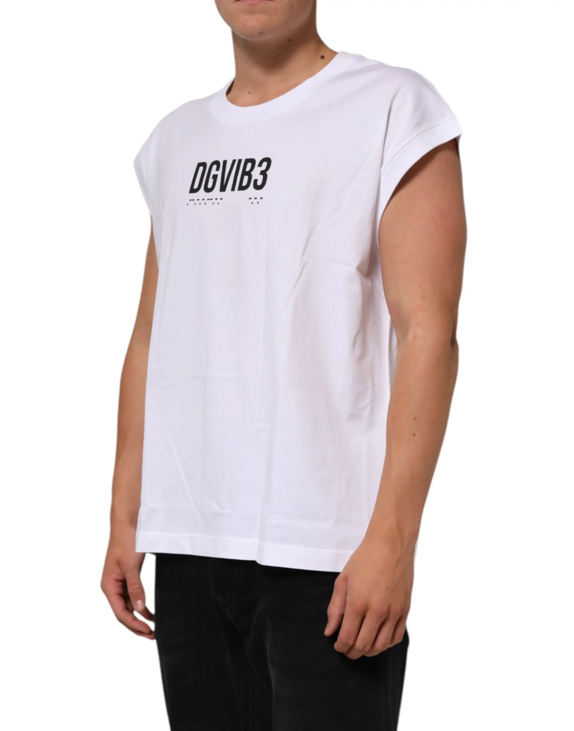 Dolce & Gabbana White Cotton Sleeveless Printed Tank T-shirt by Dolce & Gabbana