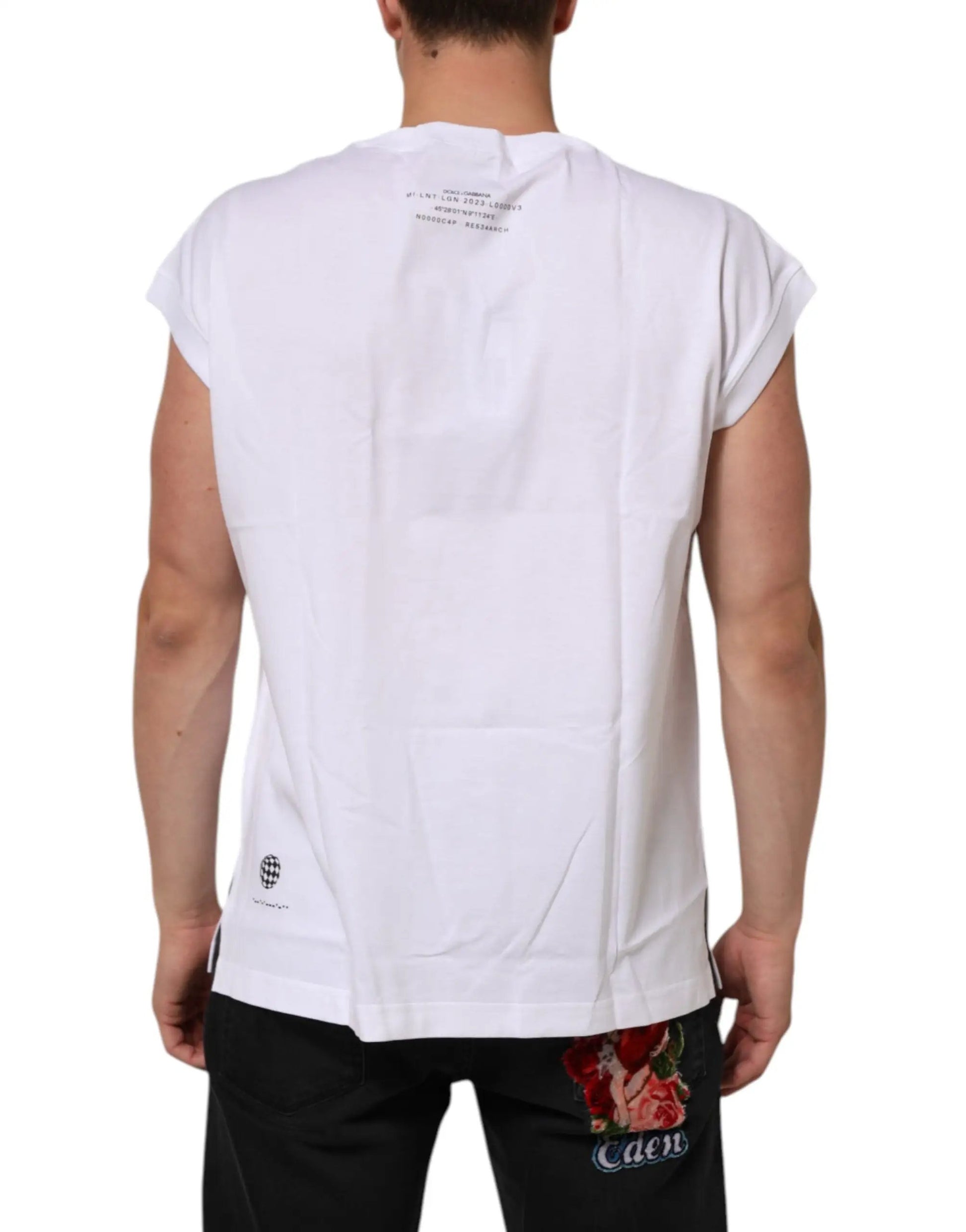 Dolce & Gabbana White Cotton Sleeveless Printed Tank T-shirt by Dolce & Gabbana