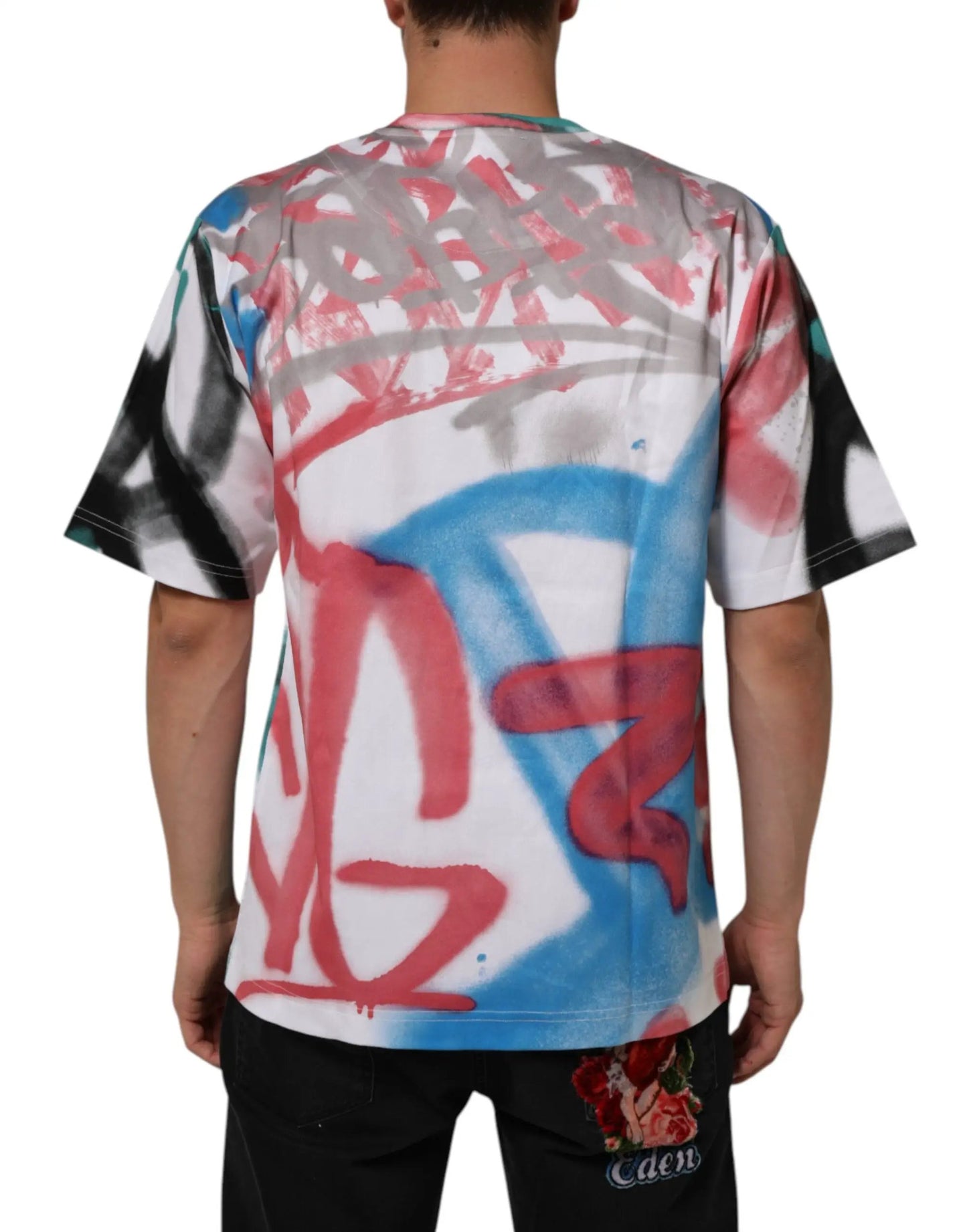 Dolce & Gabbana White Graffiti Crew Neck Short Sleeves T-shirt by Dolce & Gabbana