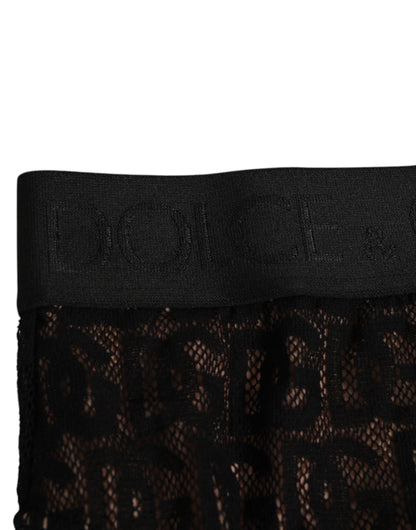 Dolce & Gabbana Black DG Logo Lace High Brief Panty Underwear