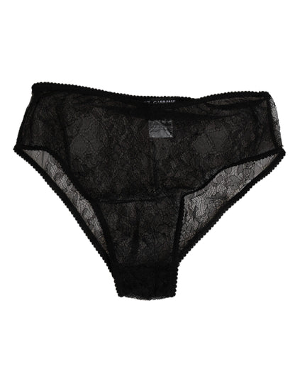 Dolce & Gabbana Black Nylon Stretch High Waist Panty Underwear