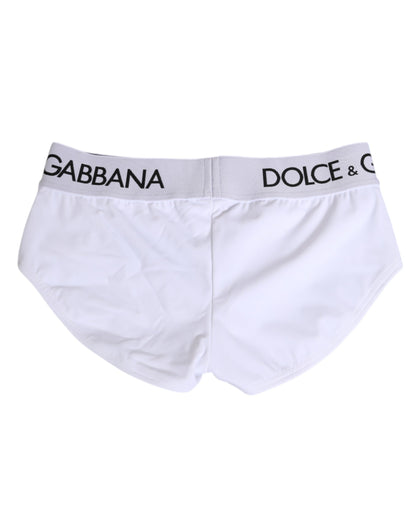 Dolce & Gabbana White Nylon Logo Waistband Shorts Underwear