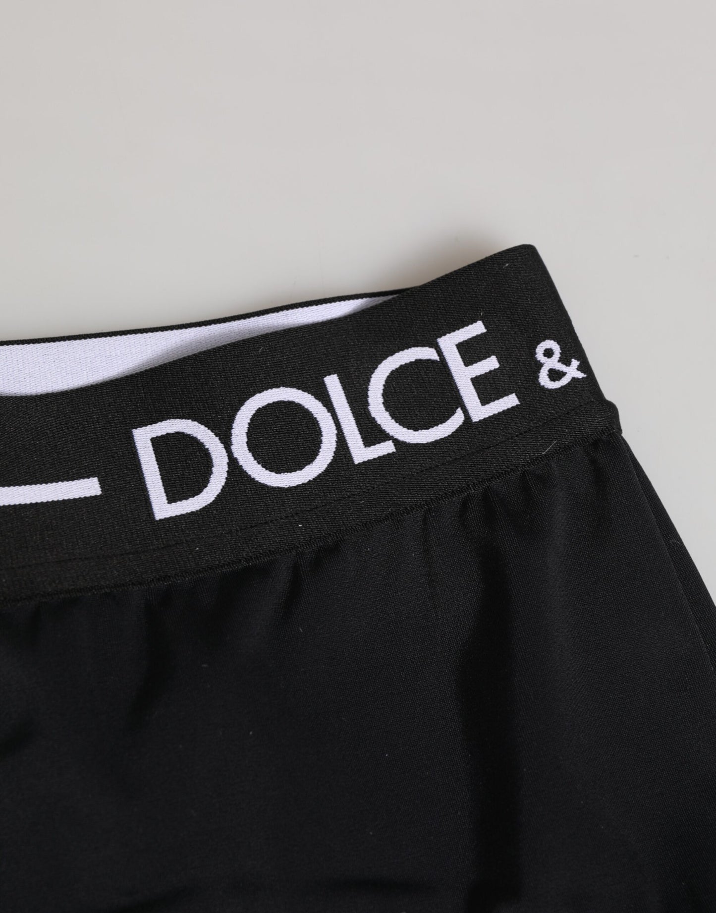 Dolce & Gabbana Black Nylon Logo Waistband Shorts Underwear