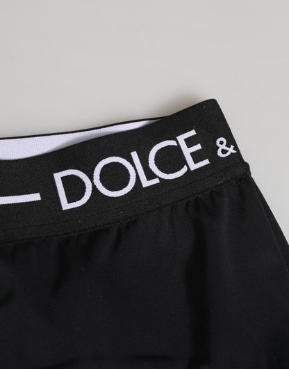 Dolce & Gabbana Black Nylon Logo Waistband Shorts Underwear