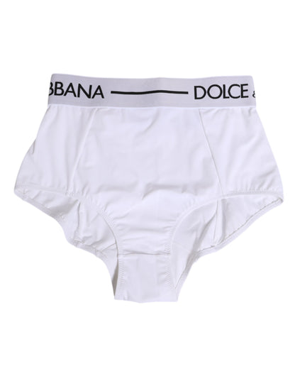 Dolce & Gabbana White Nylon Logo Waistband Coulotte Underwear